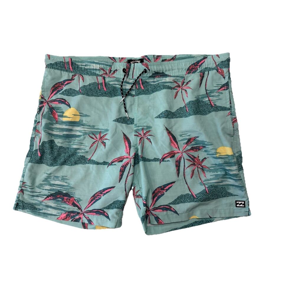 Billabong Sundays Layback Stretch Swim Trunks Men XL Dark Mint Beach Surf Shorts